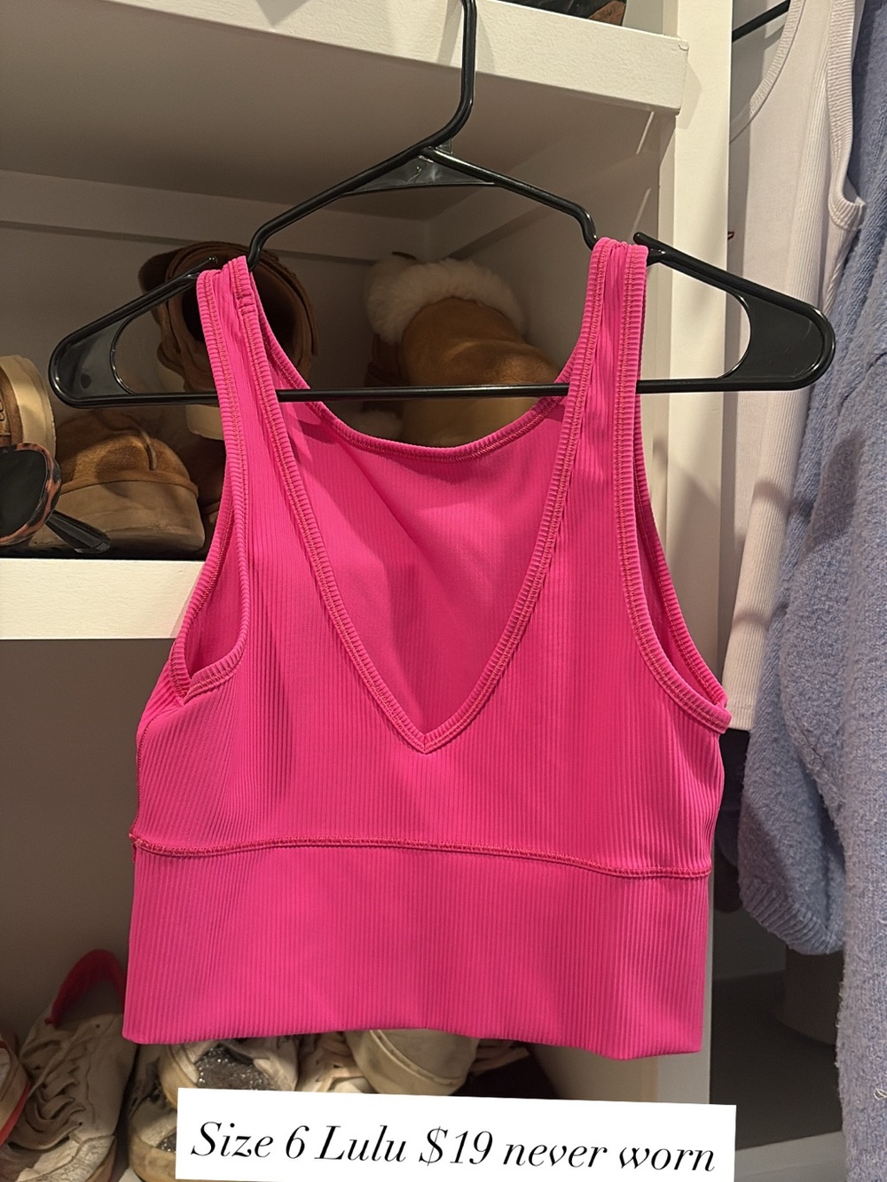 lululemon athletica Ribbed V-Neck Crop Sports Bra - Hot Pink